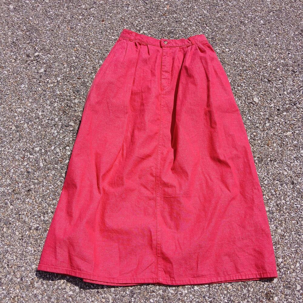 J Crew Skirt Womens 10 Red Cotton A-Line Oarsman Twill High Waist Vintage USA